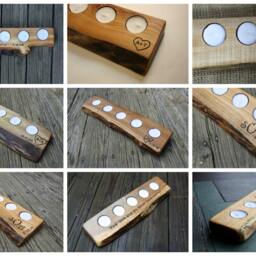 Engraved Wood Candleholder - Modern Anniversary Gift, 3 Votive - thumbnail 4