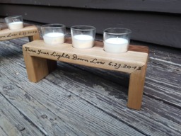Engraved Wood Candleholder - Modern Anniversary Gift, 3 Votive