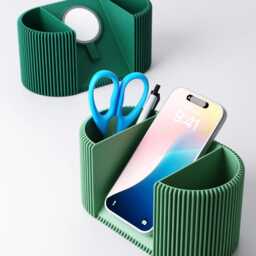 Desk Tidy Pen Pot - Phone Holder Organiser Student Gift Custom Office Decor Finned Design - thumbnail 3