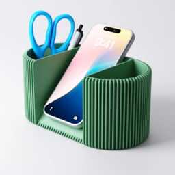 Desk Tidy Pen Pot - Phone Holder Organiser Student Gift Custom Office Decor Finned Design - thumbnail 1