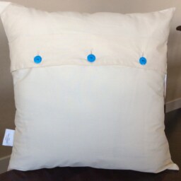 Teal Hydrangea Pillow Cover Felt Flower Applique, Linen Cushion - thumbnail 2