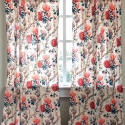 Floral Vintage Cottage Style Curtain Panels, Spring Summer Floral Breezy Cotton Curtains, Can Be Customized - thumbnail 1