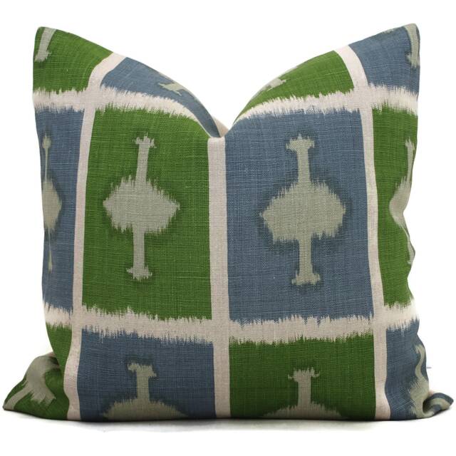 Christopher Farr Ozone Pillow Cover Green & Blue Geometric Linen - image 1