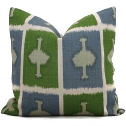 Christopher Farr Ozone Pillow Cover Green & Blue Geometric Linen - thumbnail 1