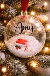 Personalised Cool Santa Christmas Bauble, Custom Name Keepsake Tree Decoration, With Shades On Snow Father Bauble