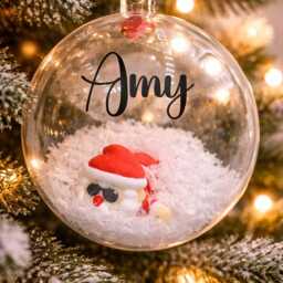 Personalised Cool Santa Christmas Bauble, Custom Name Keepsake Tree Decoration, With Shades On Snow Father Bauble - thumbnail 4
