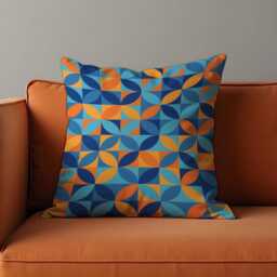 Blue Orange Geometric Cushion Cover, Mid Century Modern Abstract Pillowcase - thumbnail 2