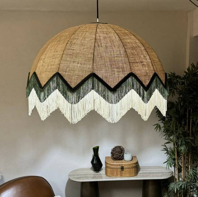 Boho Tassel Fringe Chandelier, Jute Pendant Light - image 1