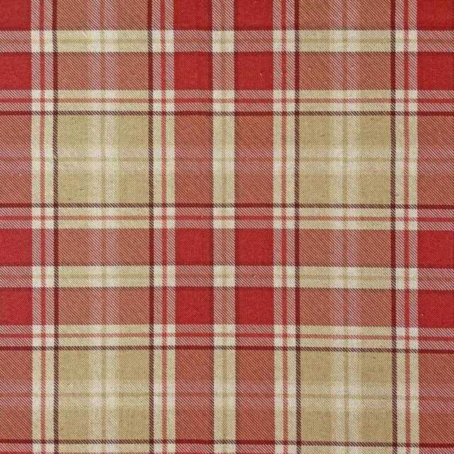 Highland Tartan Check Panama Custom Made To Measure Fully Lined Curtains Red - image 1