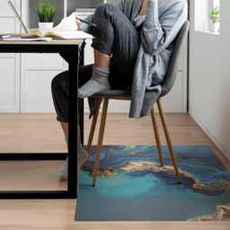 Abstract Wave Desk Chair Mat, Blue Computer Office Abstraction Gaming Floor Protector - thumbnail 1