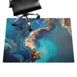 Abstract Wave Desk Chair Mat, Blue Computer Office Abstraction Gaming Floor Protector - thumbnail 3