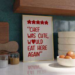 Chef Was Cute Print - Trendy Kitchen Prints Gifts For Couple Wall Art Dining Room Was Cute Pink - thumbnail 3