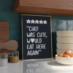 Chef Was Cute Print - Trendy Kitchen Prints Gifts For Couple Wall Art Dining Room Was Cute Pink - thumbnail 2