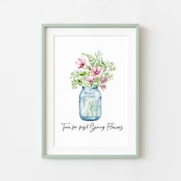 Spring Flowers Watercolour Print Floral Bouquet Wall Art - Unframed - thumbnail 3
