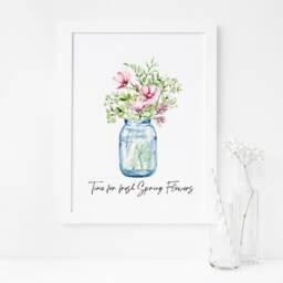Spring Flowers Watercolour Print Floral Bouquet Wall Art - Unframed - thumbnail 2