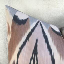 Silk Ikat Pillow Cover 24x24, Handwoven Decorative Cushion - thumbnail 2