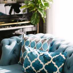 Silk Velvet Ikat Pillow Cover - Anthracite Blue Covers - thumbnail 3