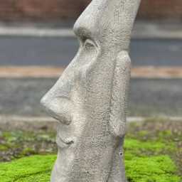 Stone Moai Statue Easter Island Head Sculpture Concrete Ornament Handmade Cement Face Figurine Outdoor Yard Decoration Front Door Gift - thumbnail 3