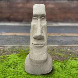 Stone Moai Statue Easter Island Head Sculpture Concrete Ornament Handmade Cement Face Figurine Outdoor Yard Decoration Front Door Gift - thumbnail 1