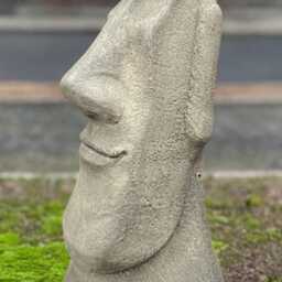 Stone Moai Statue Easter Island Head Sculpture Concrete Ornament Handmade Cement Face Figurine Outdoor Yard Decoration Front Door Gift - thumbnail 4