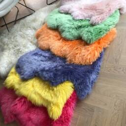 Green Sheepskin Rug , Bright Green Rug, Genuine Sheepskin, Fluffy Xl Long - thumbnail 4