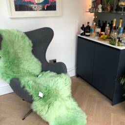 Green Sheepskin Rug , Bright Green Rug, Genuine Sheepskin, Fluffy Xl Long - thumbnail 2