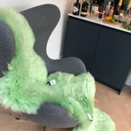 Green Sheepskin Rug , Bright Green Rug, Genuine Sheepskin, Fluffy Xl Long - thumbnail 3