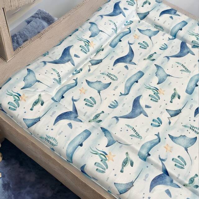 Ocean Baby Changing Mat, Sea Life Changing Mat, Baby Change Ocean Whale Mat - image 1