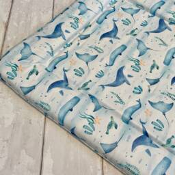 Ocean Baby Changing Mat, Sea Life Changing Mat, Baby Change Ocean Whale Mat - thumbnail 2