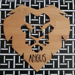 Lion Head Personalised Wooden Bamboo Door-Wall Hanging-Wall Art-Wooden Sign-Custom Name-Kids Gift-Baby Gift-Lasercut-Plaque - thumbnail 3
