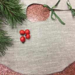 Handmade Linen Christmas Tree Skirt Swedish Burlap Design - thumbnail 2