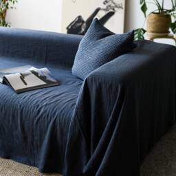 Linen Drop Cloth Sofa Cover/Sectional Couch Large Linen Coverlet Natural Oeko-Tex Certified European Slipcover - thumbnail 2