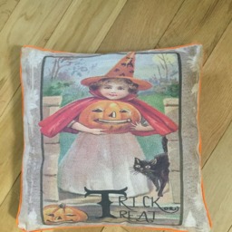 "Handmade Halloween Trick Or Treat Pillow/Cushion Cover 16""x16" - thumbnail 2