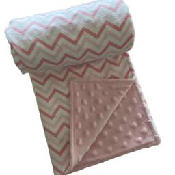 Pink Chevron Stroller Blanket - Soft Cotton Flannel Minky Baby Gift - thumbnail 3