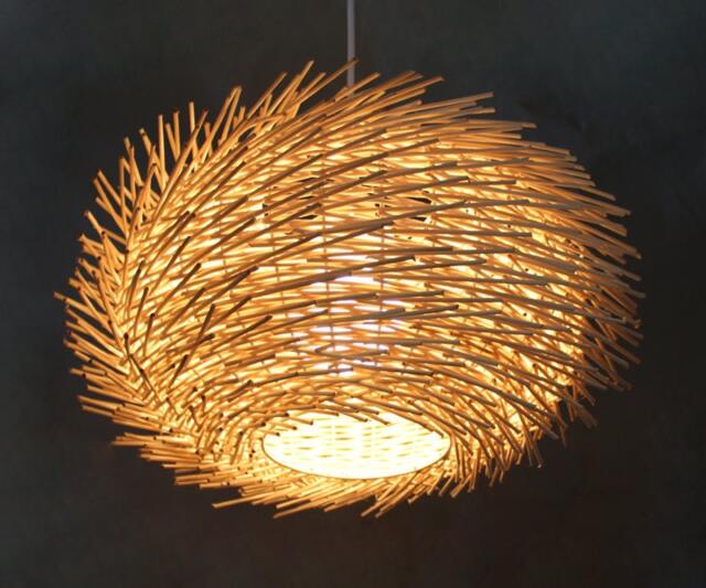 Handwoven Rattan Pendant Light, Bird Nest Lighting, Rustic Ceiling Light, Hanging Lamp - image 1
