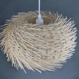 Handwoven Rattan Pendant Light, Bird Nest Lighting, Rustic Ceiling Light, Hanging Lamp - thumbnail 3