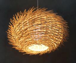 Handwoven Rattan Pendant Light, Bird Nest Lighting, Rustic Ceiling Light, Hanging Lamp - thumbnail 1