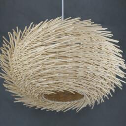 Handwoven Rattan Pendant Light, Bird Nest Lighting, Rustic Ceiling Light, Hanging Lamp - thumbnail 2