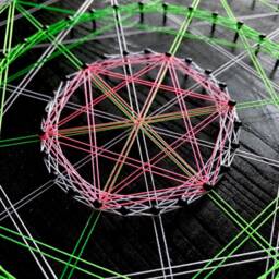Uv Psychedelic Hexagram Mandala String Art, Sacred Geometry, 20cm/7.8Inches, Handmade Wall Art, Black Light, Home Decor, Wall Hanging, Thread&nails - thumbnail 4