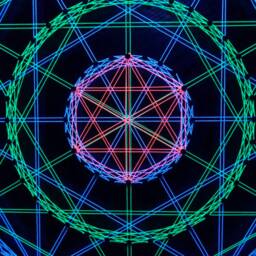 Uv Psychedelic Hexagram Mandala String Art, Sacred Geometry, 20cm/7.8Inches, Handmade Wall Art, Black Light, Home Decor, Wall Hanging, Thread&nails - thumbnail 2