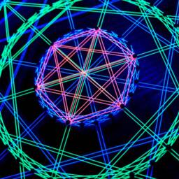 Uv Psychedelic Hexagram Mandala String Art, Sacred Geometry, 20cm/7.8Inches, Handmade Wall Art, Black Light, Home Decor, Wall Hanging, Thread&nails - thumbnail 3