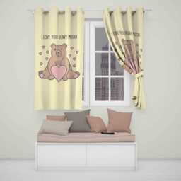 Love You Beary Blackout Eyelet Curtains Custom Background Colour Cute Bear Design Kids Bedroom Playroom Or Home Window Decor Sweet Style - thumbnail 1