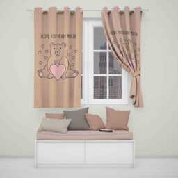 Love You Beary Blackout Eyelet Curtains Custom Background Colour Cute Bear Design Kids Bedroom Playroom Or Home Window Decor Sweet Style - thumbnail 3