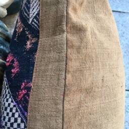 Vintage Handmade Tribal White Thai Textile Silk Cotton Pillow Cover in The Centre Of Vietnam - thumbnail 4