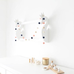 Navy Blue & Peach Gender Neutral Felt Ball Garland - Pom Bunting Kids Room Banner Playroom Decor Party String Wall Hanging - thumbnail 2