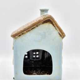 Blue Ceramic Tea-Light - Cottage With Wood Effect Roof - thumbnail 4