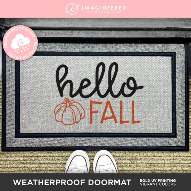 Hello Fall Seasonal Quote Pumpkin Doormat - Cute Outdoor Mat Decor For Lovers New Home Gift Autumn - image 1
