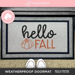 Hello Fall Seasonal Quote Pumpkin Doormat - Cute Outdoor Mat Decor For Lovers New Home Gift Autumn