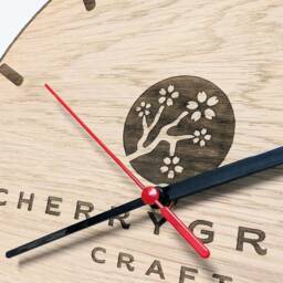 Personalised Wooden Logo Wall Clock Engraved Oak Veneer Timepiece - 30cm - thumbnail 3