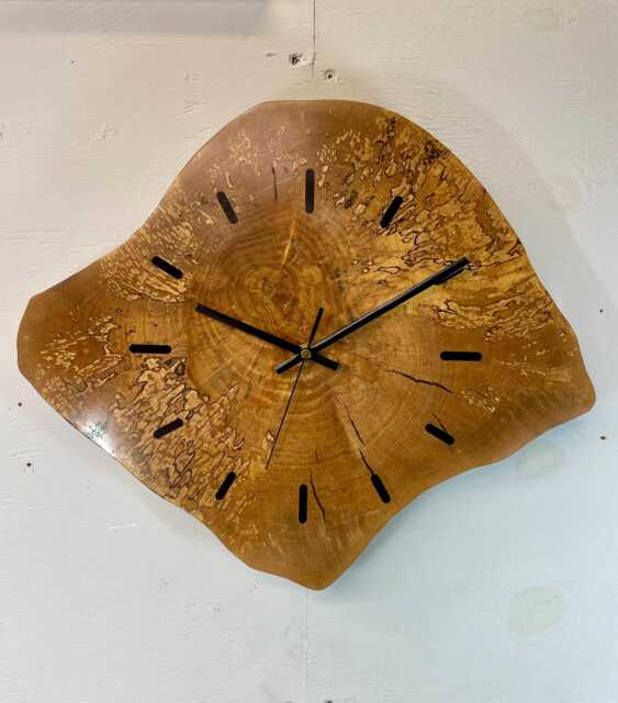 Large Wooden Wall Clock, Silver Birch Farmhouse Style Unusual Wood Rustic Clocks, Wood Clock UK - image 1